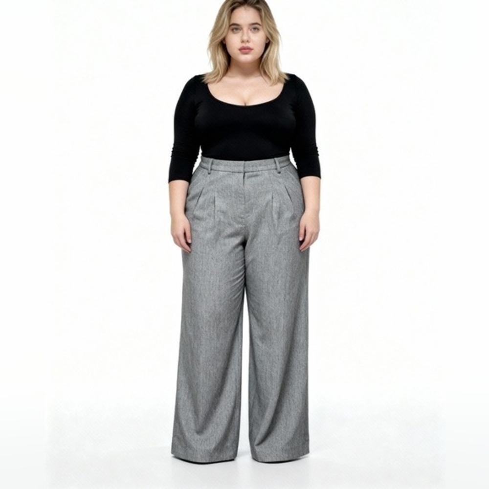 H&M Women's Classic Gray Wide-Leg Pants ~ Size 8 Work‎ Career Academia